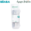 Beaba 1st Stage Silicone Spoons & Case 2 Pack - Cloud Blue/Pebble
