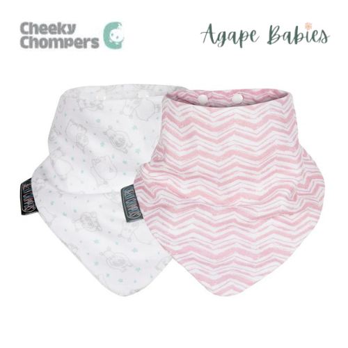 Cheeky Chompers Muslin Neckerbib Rosy Days & Hippo