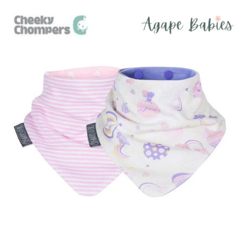 Cheeky Chompers Neckerbib Pink Rainbow Stripes