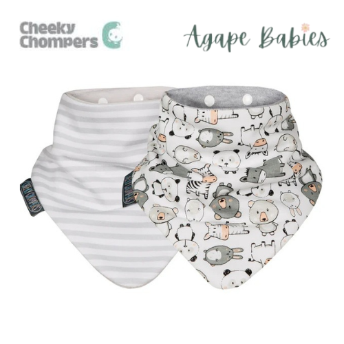 Cheeky Chompers Neckerbib Panda Pals And Grey Stripes