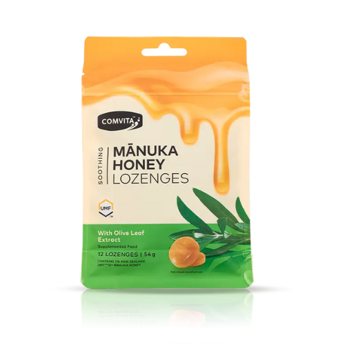 Comvita Manuka Honey Lozenges with Olive Leaf Extract - 12s Exp: 02/29