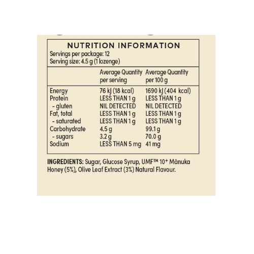 Comvita Manuka Honey Lozenges with Olive Leaf Extract - 12s Exp: 02/29
