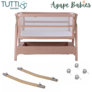 Tutti Bambini Cozee Zen Bedside Crib - Blush + Rocking Bar + CoZee Castors (Bundle pack)
