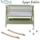 Tutti Bambini Cozee Zen Bedside Crib - Eucalyptus + Rocking Bar + CoZee Castors (Bundle pack)