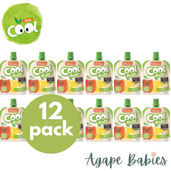 [12-Pack] Vitabio Cool Fruits Apple Organic Smoothie 90g