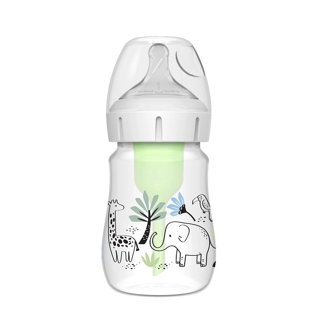 [2-PK ] Dr. Brown's 5 oz/150 mL PP W-N Options+ Designer Bottle (Jungle Elephant Design), 1-Pack