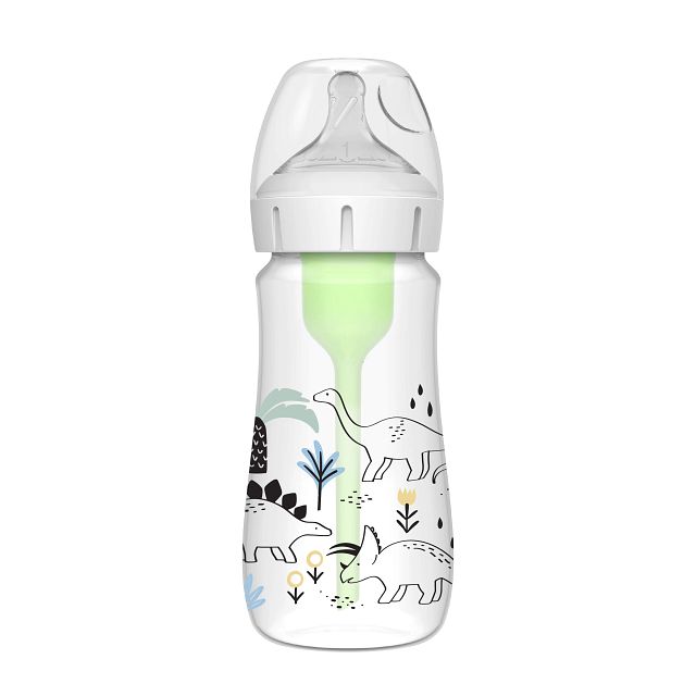 [2-PK ] Dr. Brown’s 9 oz/270 mL PP W-N Options+ Designer Bottle, (Multi Dinosaurs Design) 1-Pack