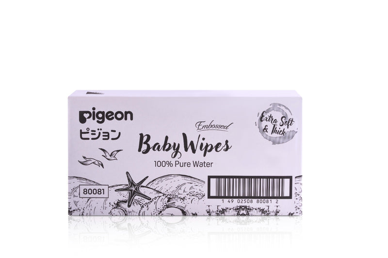 Pigeon Embossed Baby Wipes 100% Pure Water 70S - 2 Sizes