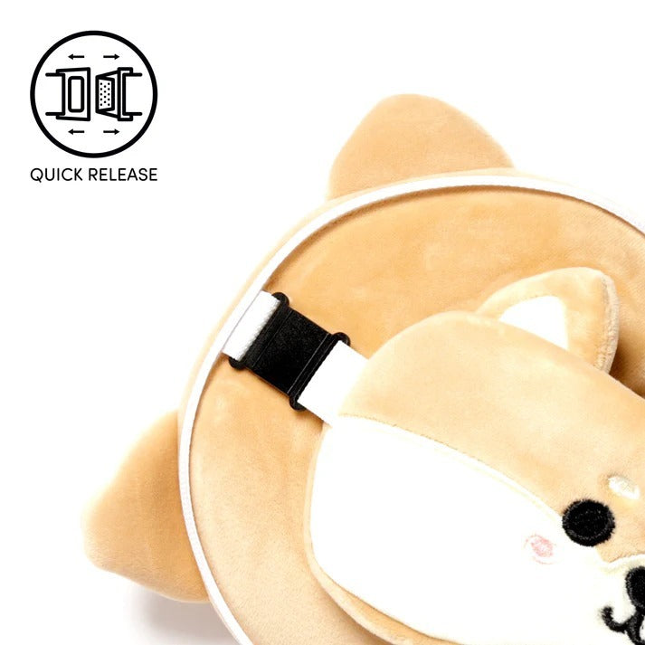 Travelmall 3D Shaped Travel Pillow & with Eye Mask Set - Shiba Inu