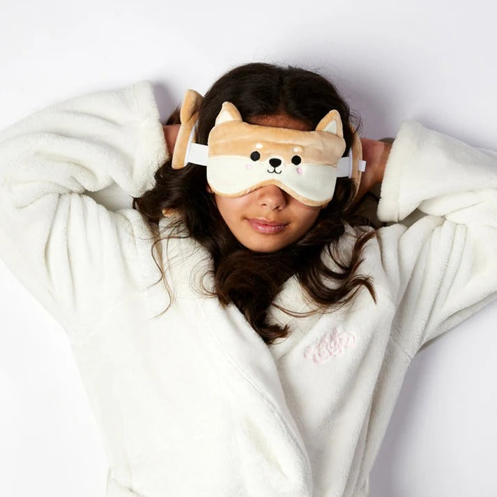 Travelmall 3D Shaped Travel Pillow & with Eye Mask Set - Shiba Inu