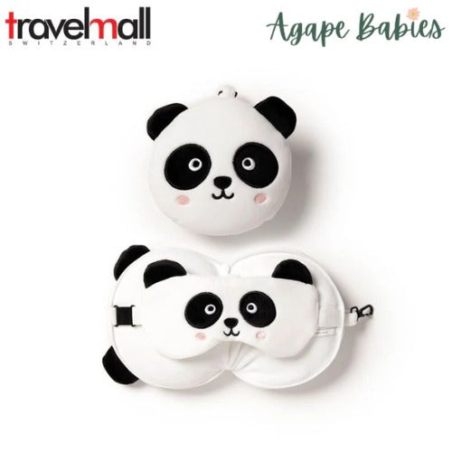 Travelmall 3D Shaped Travel Pillow & with Eye Mask Set - Panda