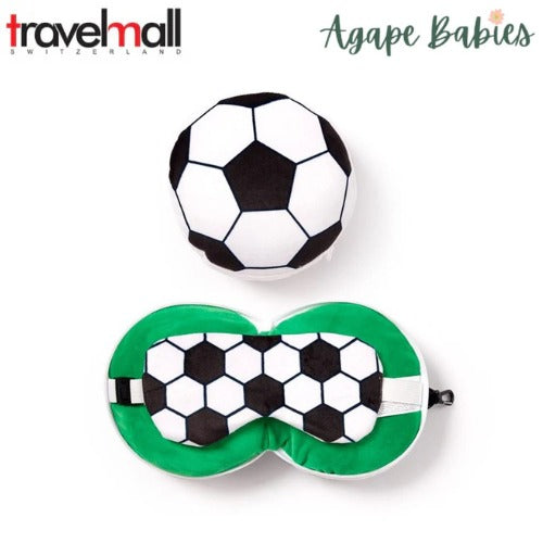 Travelmall 3D Shaped Travel Pillow & with Eye Mask Set - Football