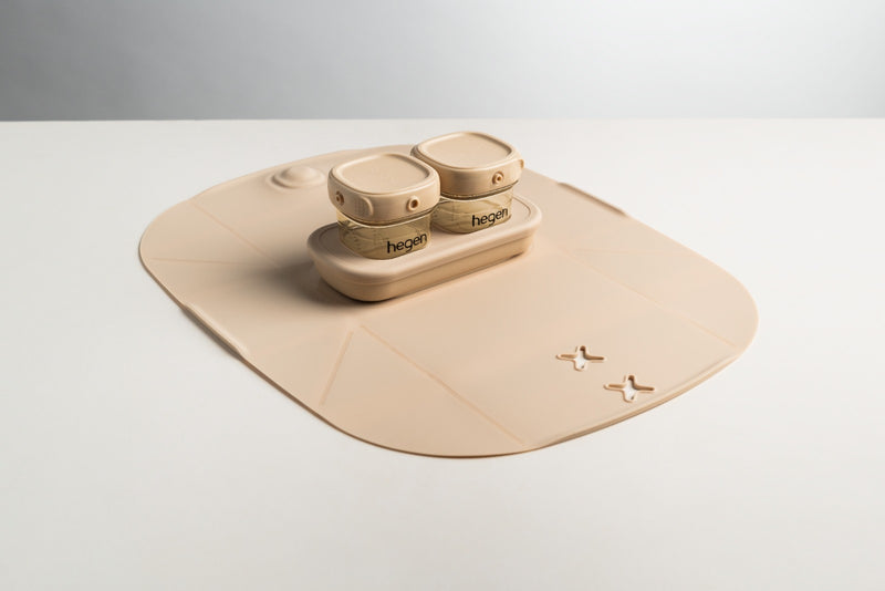 Hegen Mealtime Starter Kit with Foldable Placemat Taupe