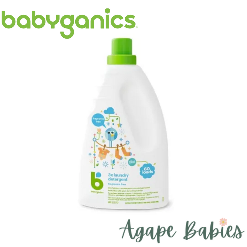 Babyganics 3X Concentrated Laundry Detergent Fragrance Free 1.77L 60oz Exp: 05/23