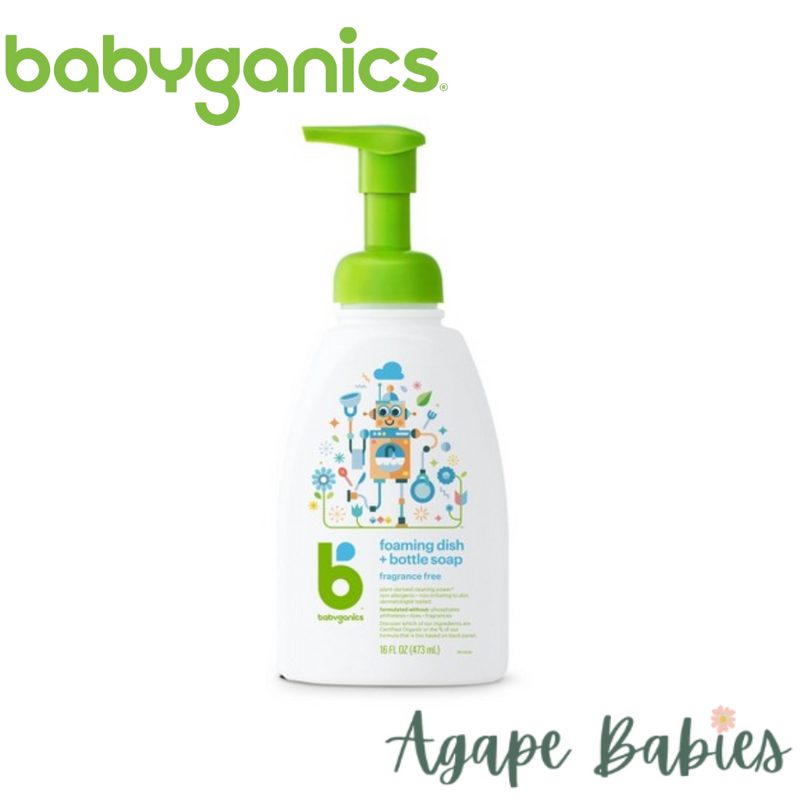 Babyganics Foaming Dish & Bottle Soap Fragrance Free 16Oz 473ml Exp: 07/23