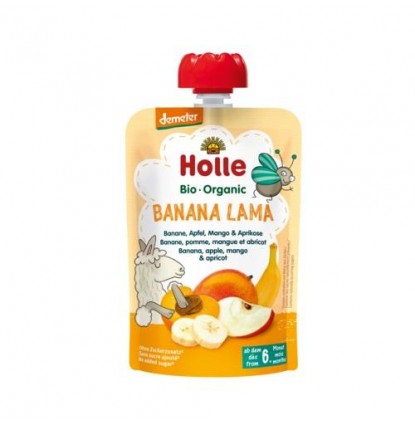 (Bundle of 6) Holle Organic Pouch - Banana Lama - Banana, Apple, Mango & Apricot 100g - From 6 Months