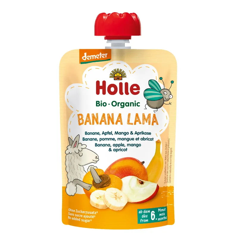 (Bundle of 6) Holle Organic Pouch - Banana Lama - Banana, Apple, Mango & Apricot 100g - From 6 Months