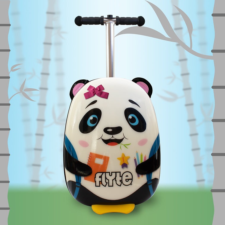 Zinc Flyte Scooter Suitcase Children's Luggage - Penni The Panda