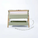 Tutti Bambini Cozee Sense Bedside Crib - Drifted Oak/Eucalyptus + Rocking Bar + CoZee Castors (Bundle pack)