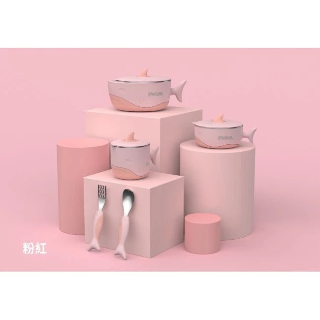 Puku Stainless Steel Shark Dining 5Pcs Set Children Table Ware - 2 Colors
