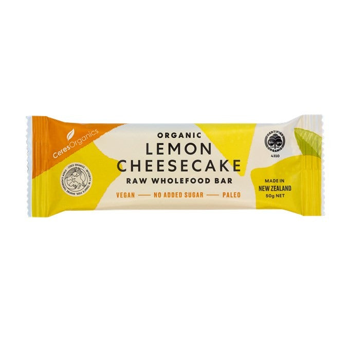 [5 Pack] Ceres Organic Lemon Cheesecake, Raw Wholefood Bar - 50g