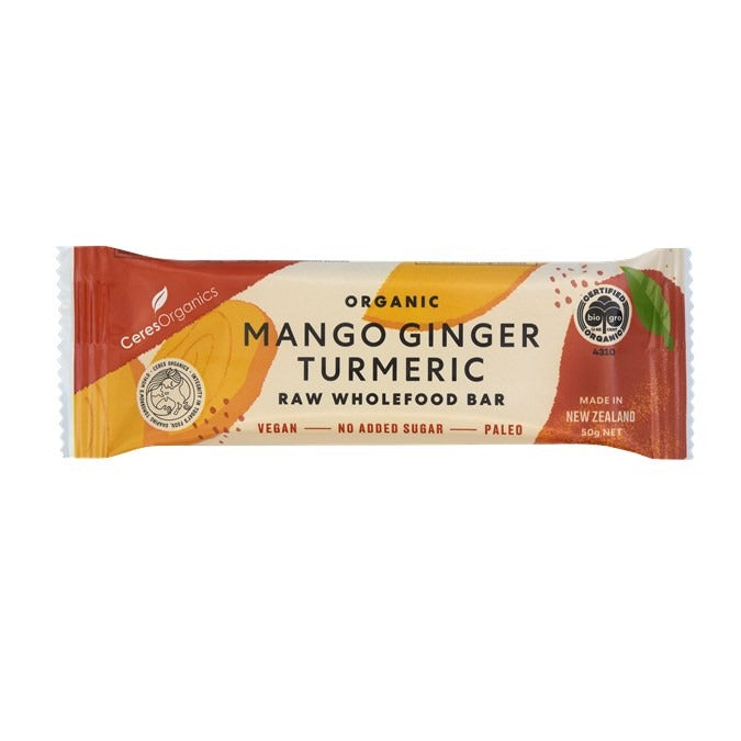 [5 Pack] Ceres Organics Organic Mango Ginger Turmeric Raw Wholefood Bar - 50g