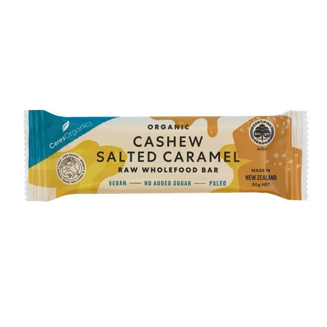 [5 Pack] Ceres Organics Organic Cashew Salted Caramel Raw Wholefood Bar - 50g