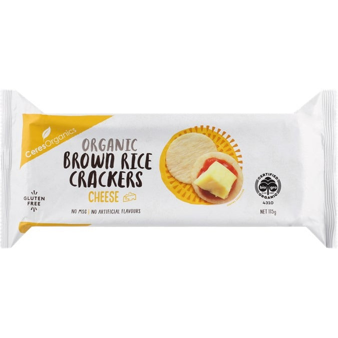 [5 Pack] Ceres Organics Brown Rice Crackers Cheese - 115g