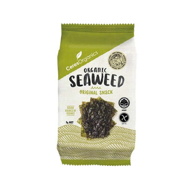 [6 Pack] Ceres Organics Roasted Seaweed Nori Snack - 5g