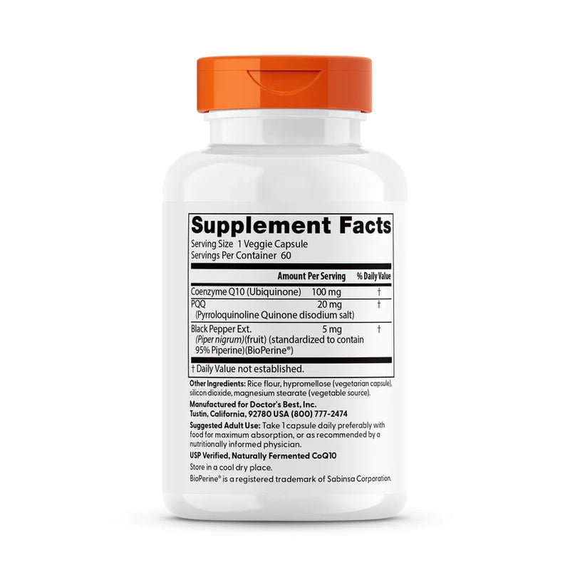 Doctor's Best CoQ10 plus PQQ with BioPerine, 60 vcaps. Exp: 01/27