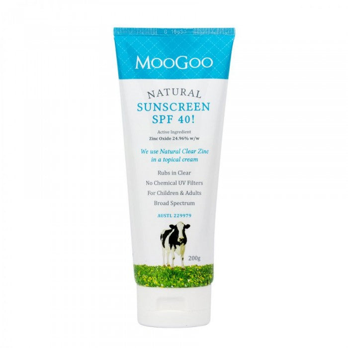 MooGoo SPF 40 Natural Sunscreen 200g - No Chemical UV Filters  - Exp: