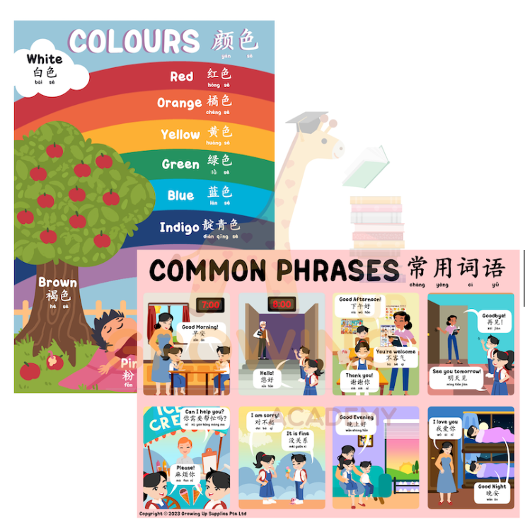 Growing Up Academy Educational Posters (Set of 8) – Bilingual (28X40cm)