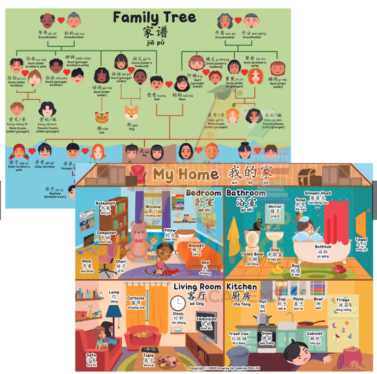 Growing Up Academy Educational Posters (Set of 8) – Bilingual (28X40cm)