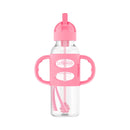 [2-Pack] Dr. Brown’s 8oz/250ml PP Narrow Sippy Straw Bottle w/ Silicone Handles - Pink
