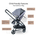 Mimosa Suite Seat Stroller with Bassinet - Ash Grey