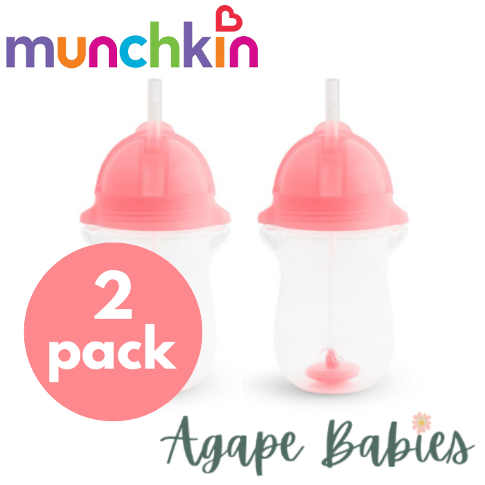 Munchkin Weighted Flexi-Straw Cup 10 Oz - Pink (Pack Of 2)