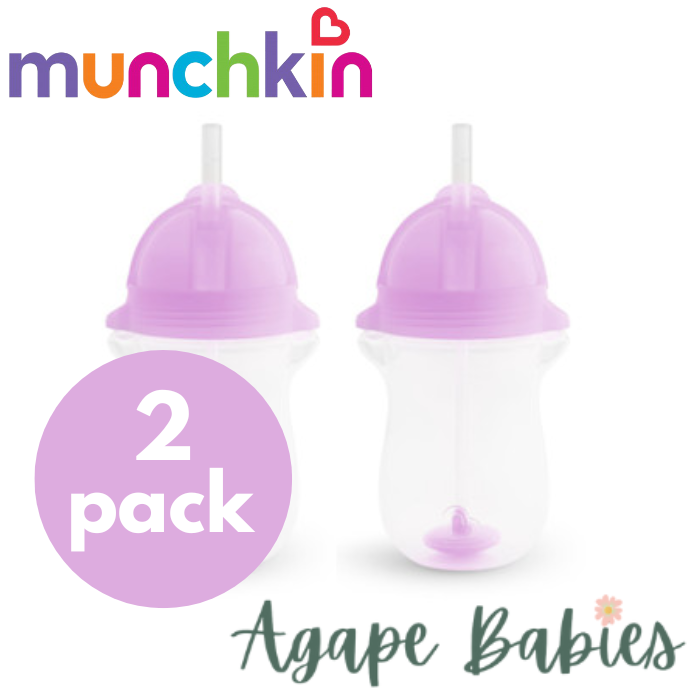 Munchkin Weighted Flexi-Straw Cup 10 Oz - Purple (Pack Of 2)