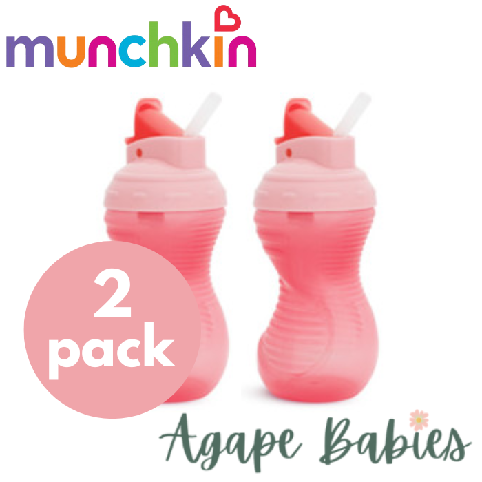 [2-Pack] Munchkin Mighty Grip ® Flip Straw Cup - 10oz