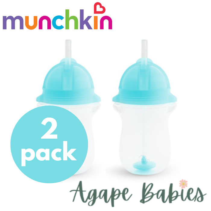 Munchkin Weighted Flexi-Straw Cup 10 Oz - Blue (Pack Of 2)