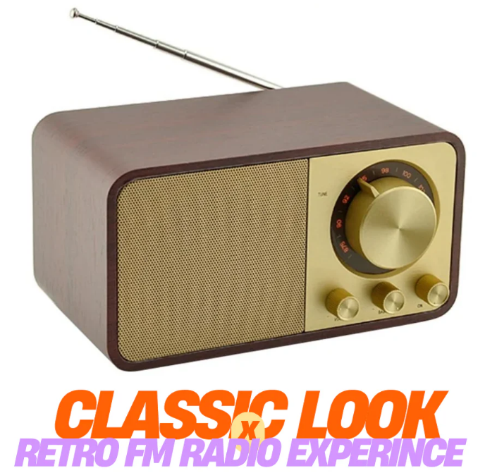 ONEDER JY-66 Retro Wooden Wireless Bluetooth,FM Radio speaker