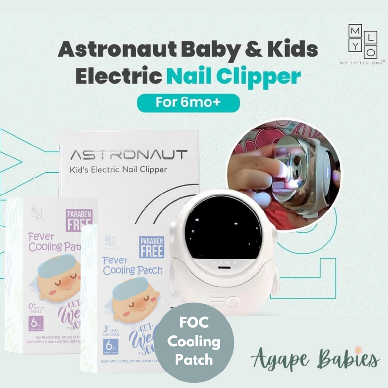MyLO Astronaut Electric Nail Clipper Trimmer for Baby & Kids Astronaut (1yr Warranty ) - FOC 2 Paraben-Free Fever Cooling Patch Box
