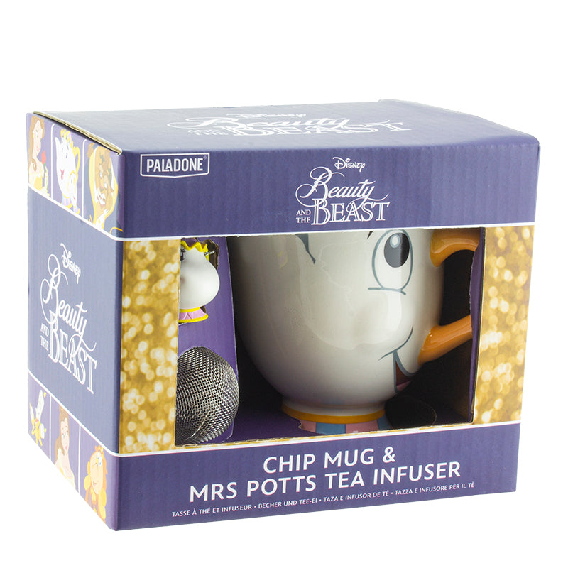 Paladone Beauty & The Beast Chip Mug and Mrs Potts Tea Infuser Set (Limited Edition)
