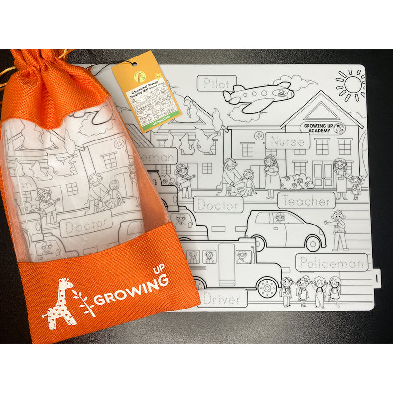 Growing Up Silicon Colouring Big Mat 40x30cm (with bag) - Occupation