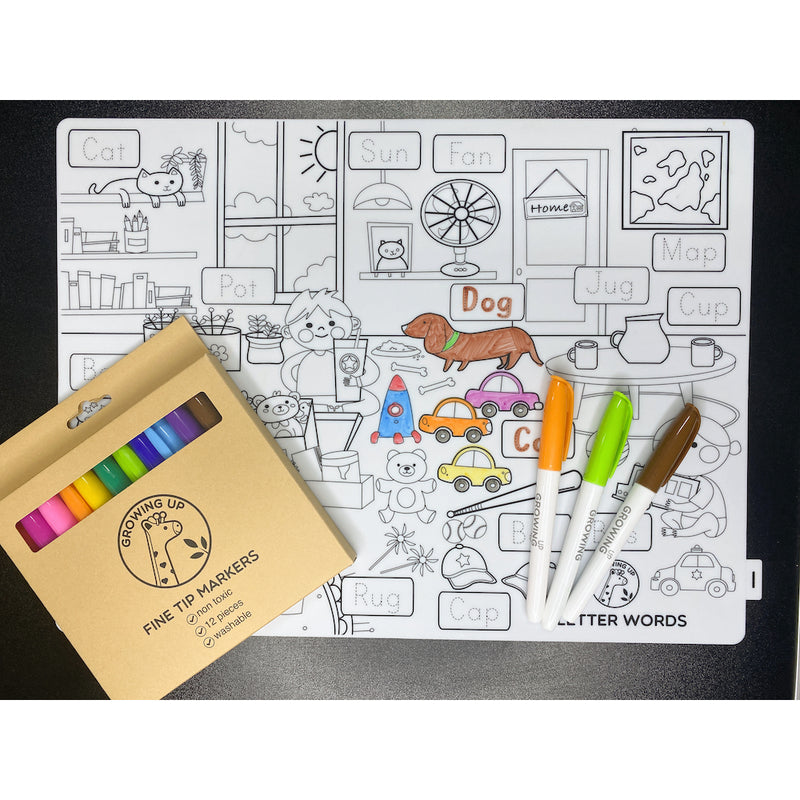Growing Up Silicon Colouring Big Mat 40x30cm (with bag) -3-Letter Word