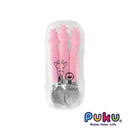 Puku Giraffe Children Stainless Steel 3pcs Spoon And Fork Set With Storage Case - 3 Colors