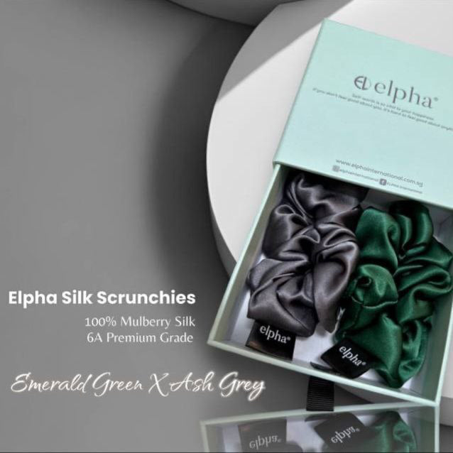 ELPHA 100% Mulberry Silk Scrunchies  (Bundle Of 2)