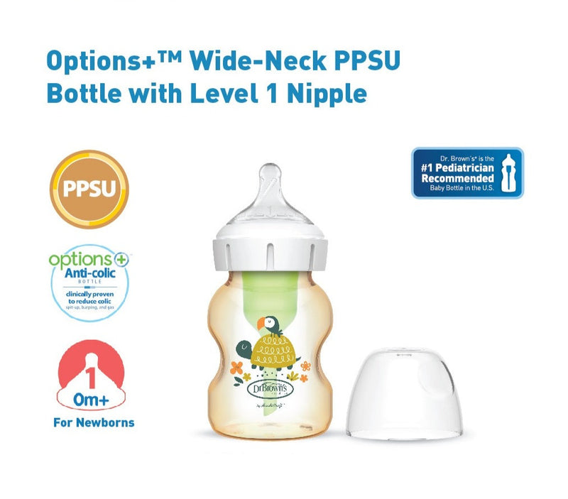 Dr. Brown’s 5 oz/150 ml PPSU Wide-Neck Options+ Bottle, Turtle, 1-Pack