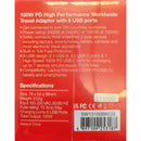 Travelmall 100W PD High Performance Worldwide Travel Adaptor with 6 USB ports (GaN 100W PD)