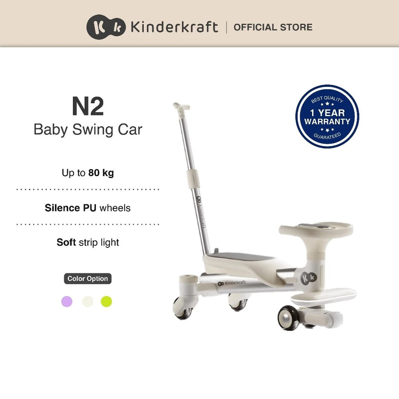 Kinderkraft Baby Swing Car with Pushrod, N2 - 3 Colors