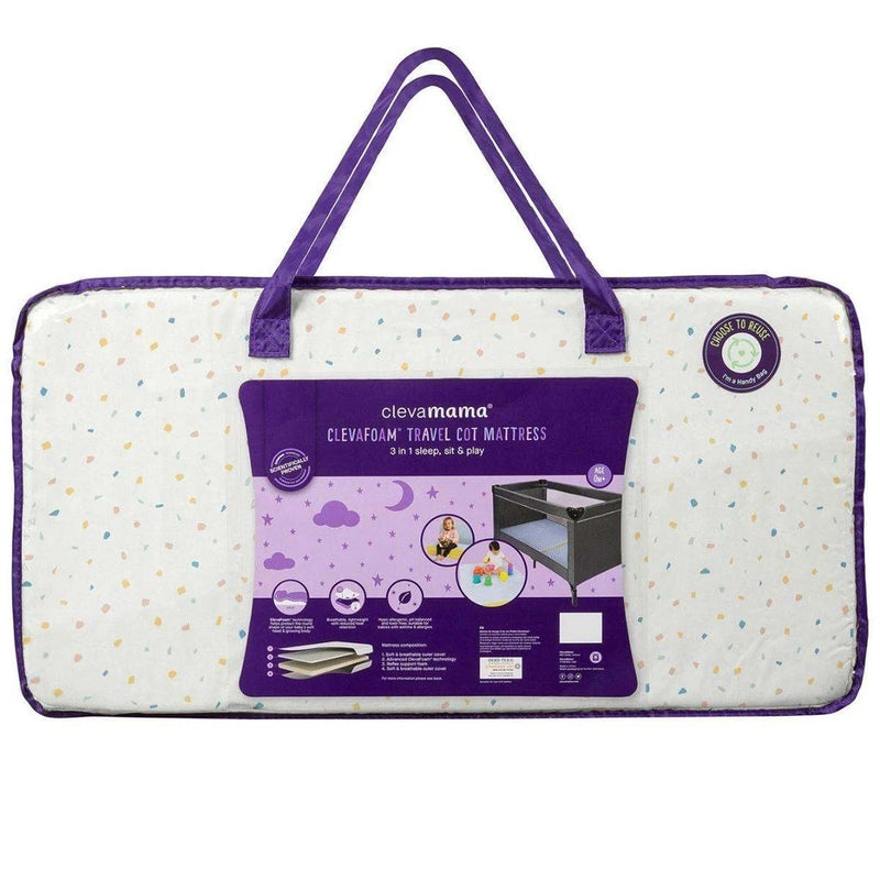 Clevamama Clevafoam Travel Cot Mattress - 3 In 1 Terrazzo